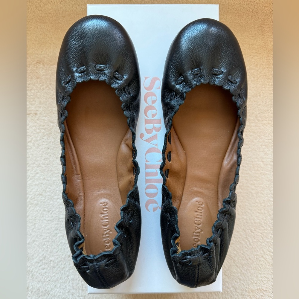See By Chloe Jane Leather Ballet Flats in Black